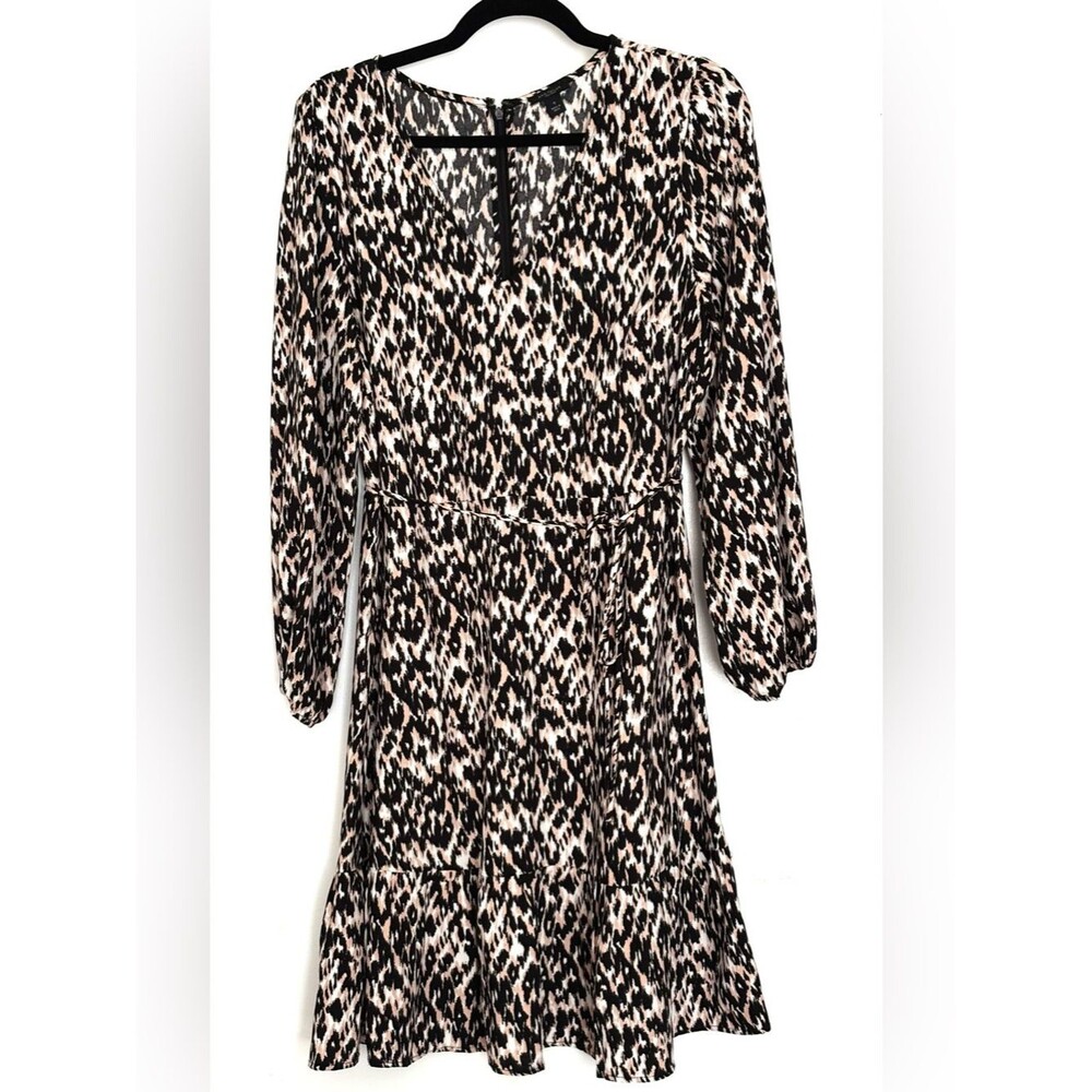Ann Taylor Factory Leopard Print Tie Waist Dress Size 12